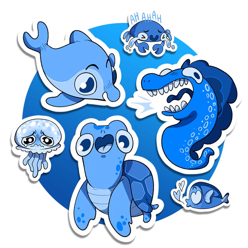 Blue Fishes • Set da 25 Sticker